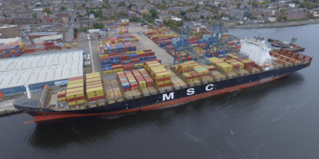 The Port of Greenock welcomes its largest ever container vessel